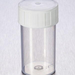 60ml Straight Container, PP, Clear, White Screw Cap, Non-sterile