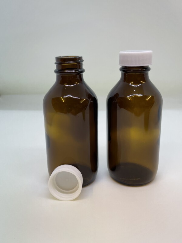 Winchester Bottle, Amber Glass, White Cap, 100ml