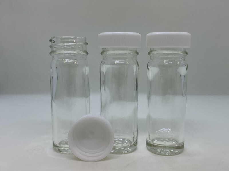 Bottle, Glass Universal, White cap, 30ml
